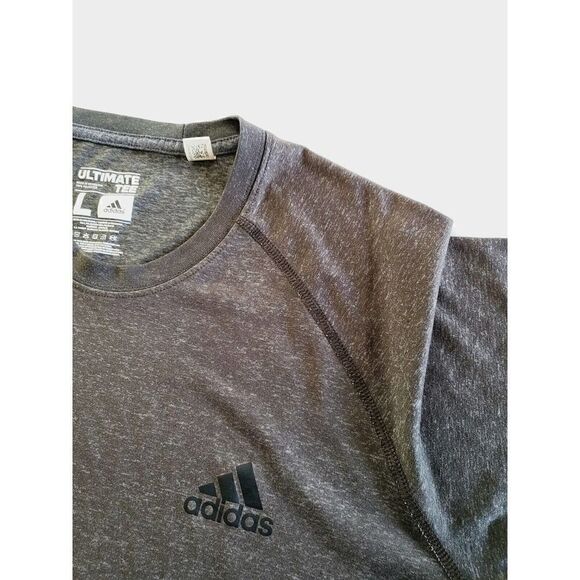 Adidas Ultimate Tee Shirt Mens Sz Large Gray Short Sleeve Polyester Athletic - Picture 5 of 7